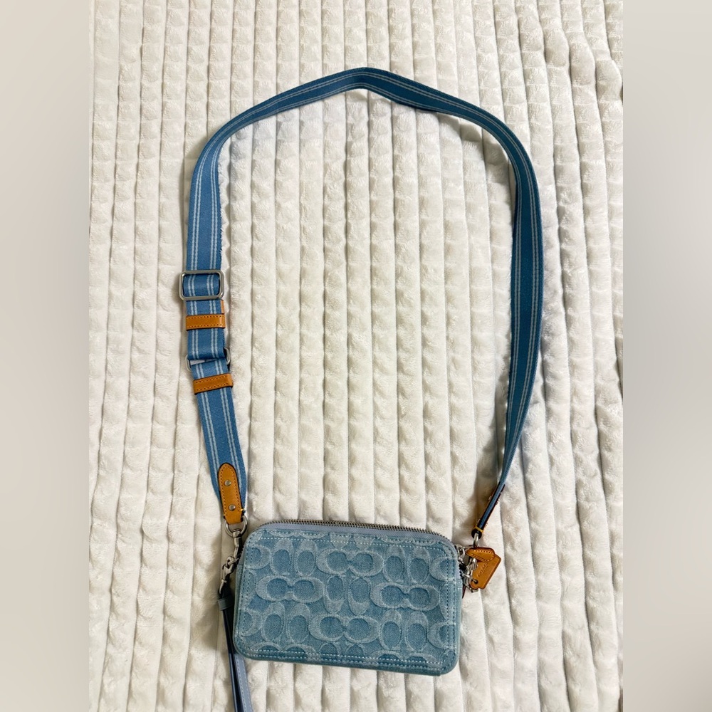 Coach denim Light Blue and Tan Bag